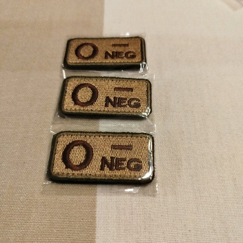 Embroidered patch with blood type O new, with velcro system