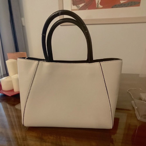 Zara tote bag used, white and beige, with optional long strap