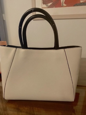 Zara tote bag used, white and beige, with optional long strap