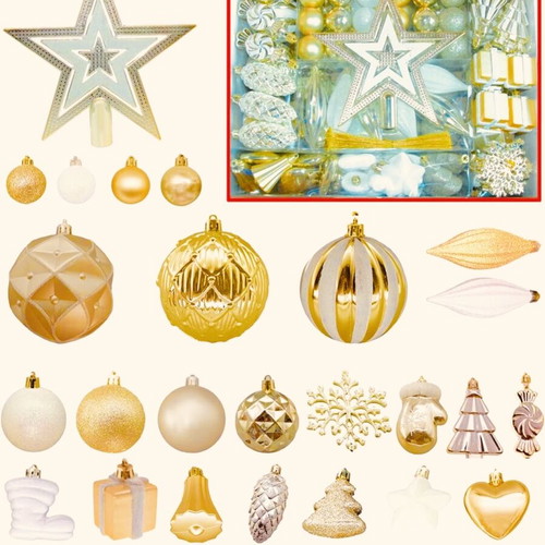 Plastic Christmas ornaments new, box of 100 pieces