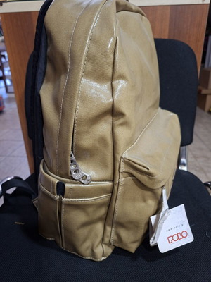 Polo single backpack, beige and brown