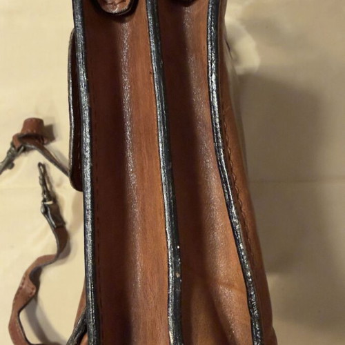 Leather briefcase used, brown, genuine leather