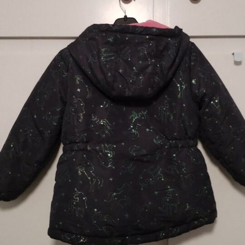 Winter jacket used with unicorns and fleece lining, girl 4-5 years, blue Sinsay