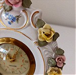  Dresden Επιτραπέζιο ρολόι Mercedes Flower Ornamented Porcelain Antique #00608