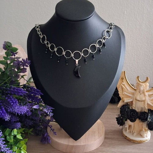 Handmade Stainless Steel Chainmail Choker new, black and silver