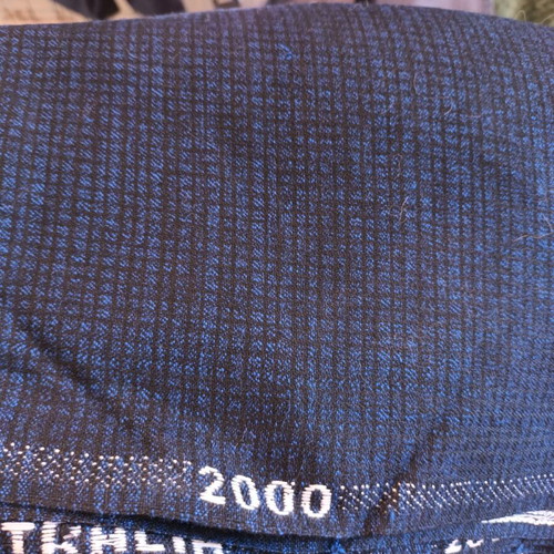Dark blue checkered fabric remnant like new, winter material 260x140 approx