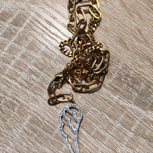 Feather pendant with adjustable shiny chain