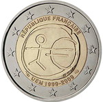 Γαλλία 2 Ευρώ 2009 UNC αναμνηστικό 10ης επετείου Οικονομικής Ένωσης