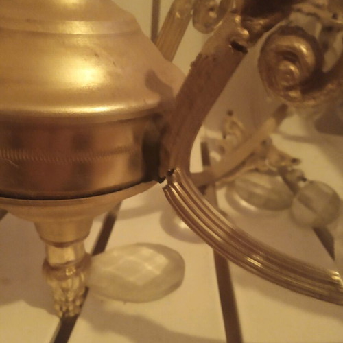 Vintage ceiling light with 4 candles and crystals used
