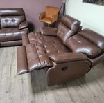 Brown leather La-z-boy sofa set new, two double sofas