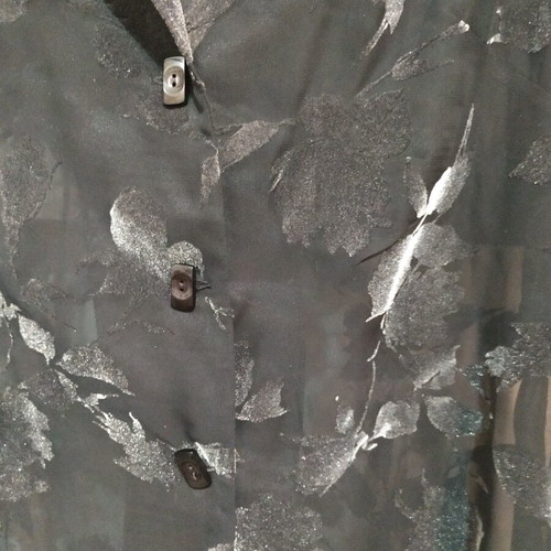 Shirt jacket sheer with velvet flowers new, black XL