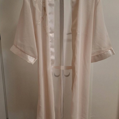 Nightgown transparent with embroidery like new, beige and pink, size S