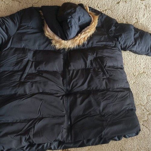 Shein jacket 7XL black new with hood and fur trim