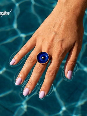 Stella Maris ring new, steel with blue enamel by Άπεφθον