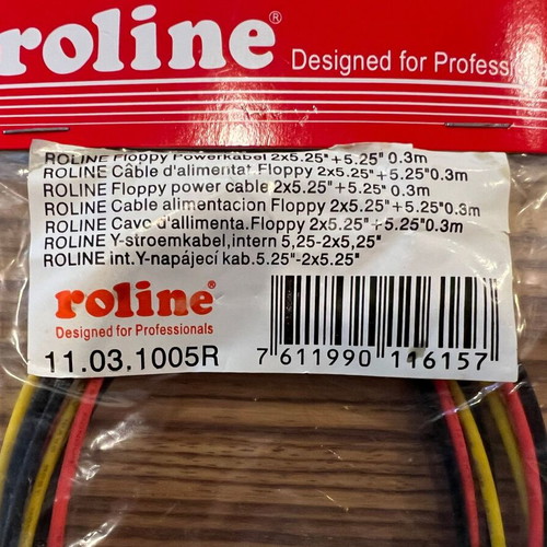 4 pin Power Y Adaptor Splitter Cable 1x5.25" to 2x5.25" 0.3m ROLINE new