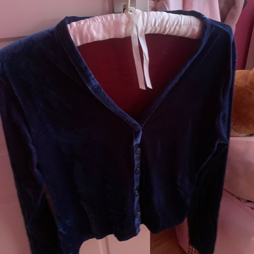 Velvet blue cardigan like new, size XL