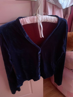 Velvet blue cardigan like new, size XL