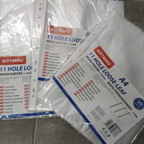 Plastic sleeves for P-type A4 documents with holes and reinforcement 60pcs new
