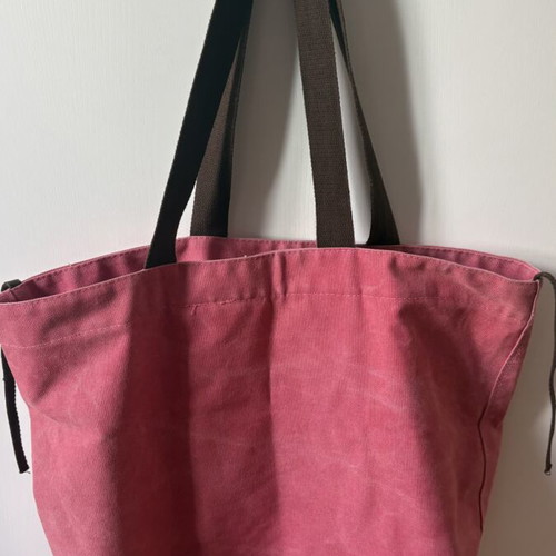 Tote bag like new, cotton canvas shoulder and hand bag, watermelon color