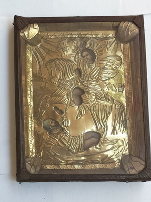 Antique religious icon used on wood 'Saint Demetrios'
