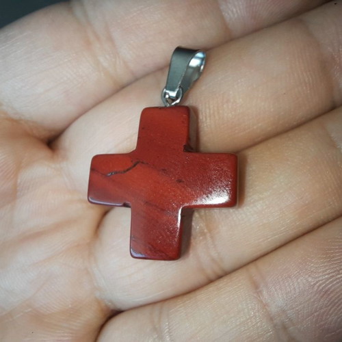 Cross made of natural red jasper stone new 20mm