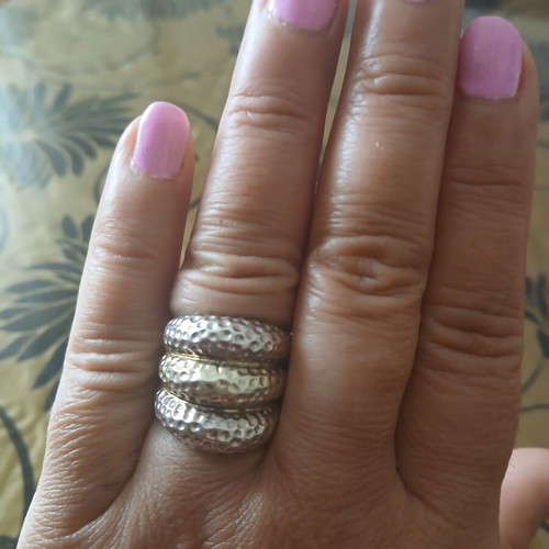 Hammered gold-plated silver 950 ring 15 g, size 17 mm like new