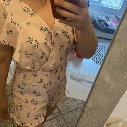 Women's jumpsuit like new, pink floral, size S/M