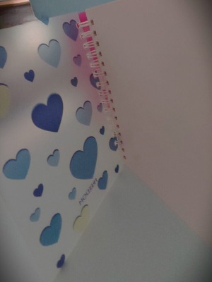 Freedom Hearts Spiral Notebook new, blue cover, 3 subjects 96 sheets