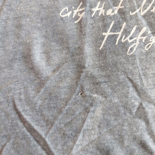 Γυναικείο t-shirt Hilfiger Denim XL μεταχειρισμένο, γκρι με στάμπα 85