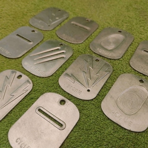 X-Men Marvel metal tags used, set of 10 collectible dog tags