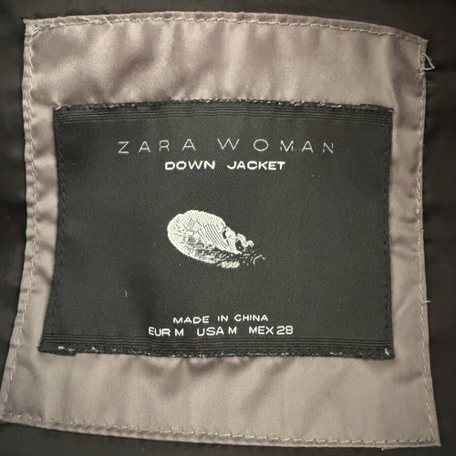 Zara Woman quilted puffer vest used, metallic taupe with black faux-shearling collar