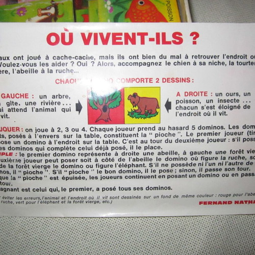 Vintage Logis des animaux domino game by Fernand Nathan used, 1970s