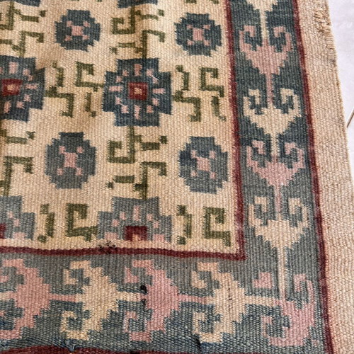 Handwoven rug used, 95 x 182 cm
