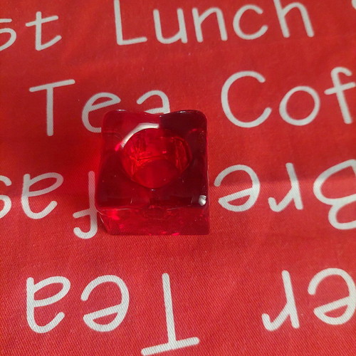Glass candlestick like new, red