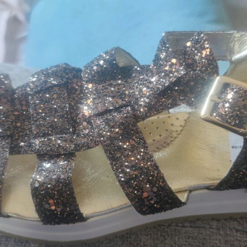 Monnalisa women's shoes new, brown gold glitter, size 39
