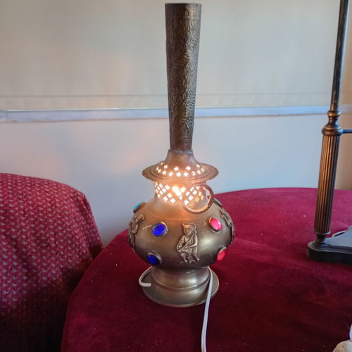 Brass table lamp used, height 40 cm