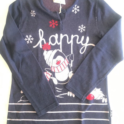 Happy People winter pajama set dark blue with Christmas designs like new