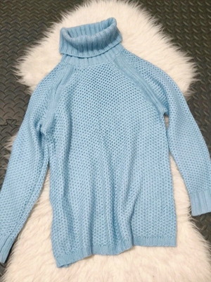 Women's knitted turtleneck sweater Pull & Bear turquoise like new, size S-M
