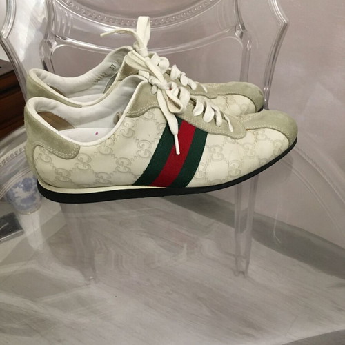 Gucci GG Monogram leather trainers EU37 used, beige