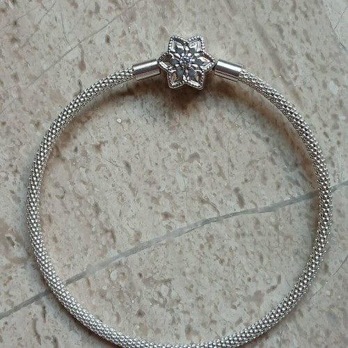 Pandora Moments Bright Snowflake mesh bracelet silver new