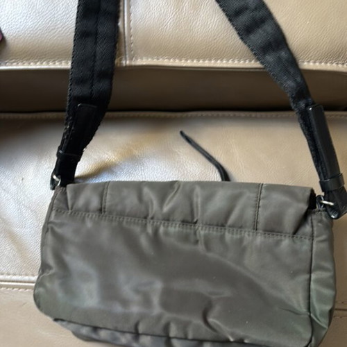 Benetton shoulder bag used vintage nylon and leatherette, oil color with black