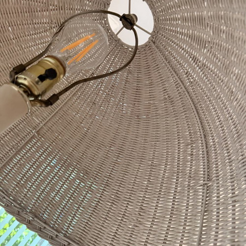 Floor lamp bamboo Italian white, like new, height 1.5m