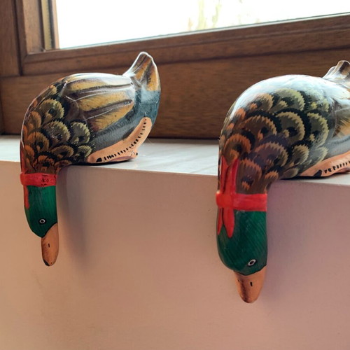 Wooden handmade ducks set of two new