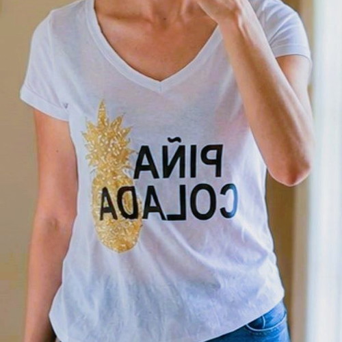 Vero Moda white T-shirt Piña Colada with sequins size S like new