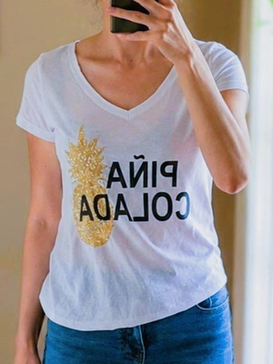 Vero Moda white T-shirt Piña Colada with sequins size S like new