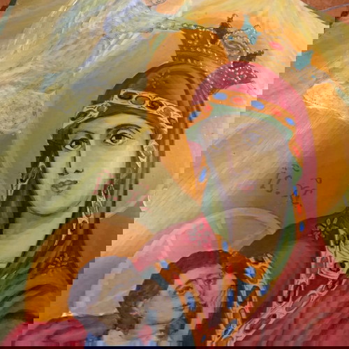 Παναγία ζωγραφιστή εικόνα σε ξύλο μεταχειρισμένη