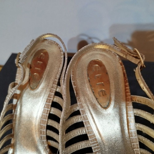 Etre shoes sandals used, beige snake pattern, size 40, 8cm heel