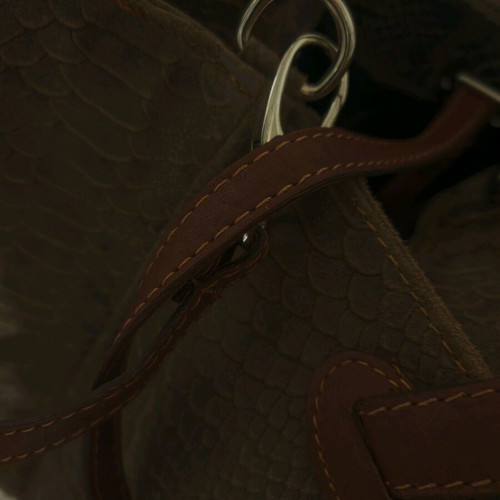 Leather handbag large with snake print and adjustable strap brown new