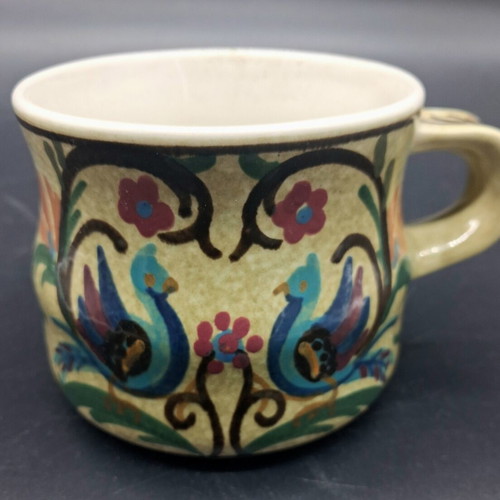 Vintage Keramikos Ceramic Cup used, hand painted with traditional motifs