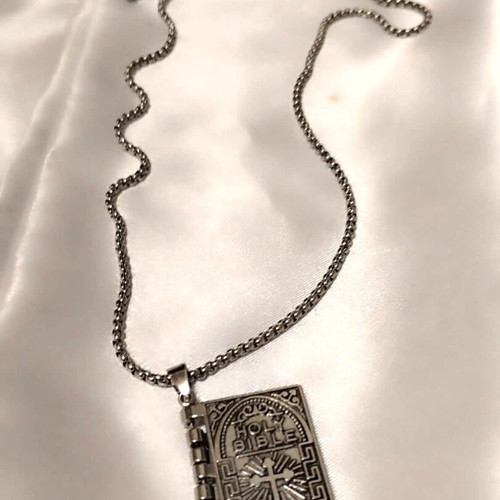 Pendant with Book-shaped Locket containing Lord's Prayer, silver, new